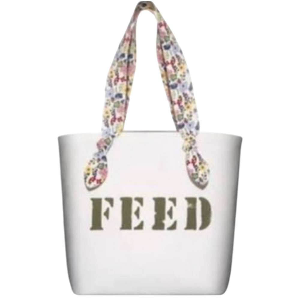 CLARINS Feed Ten CanvasTote Bag RecycledFloral Handle White Green 💚